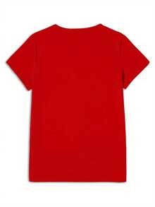 Men's Red Pattern T-Shirt - Casual Short Sleeve Round Neck, Eye-Catching Statement Print, All-Season Comfortable Machine Washable, Simple Fit Top - Red - View 2