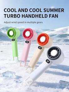 AOYI 1个可充电数字显示便携式手持199档可调速迷你USB充电风扇 - 多色 - 查看 3