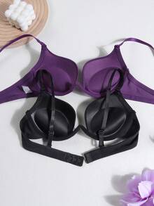 2pcs/Set Thick Padded Open-Front Bras For Teenage Girls, Comfortable & Supportive Back Design, Suitable For 13-16 Years Old - Multicolor - View 2