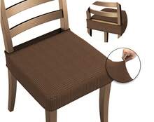 Pack Funda de Silla ajustable modelo KYOTO de VALENTIA HOME, Elástica, Desmontable y Lavable – Pack de 2, 4, 6. Variedad de colores. Perfectas para Comedor y Cocina - Marrón - Ver 1