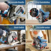 Sierra Eléctrica Circular, 7 1/4 Pulgadas, 1500W, Ideal para Cortar Madera y Plástico, Herramienta de Carpintería Profesional Azul - Azul menta - Ver 5