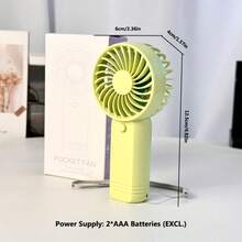 1pc Mini Handheld Fan, Powered By 2 AAA Batteries (Batteries Not Included), Comes With Lanyard. The Fan's Runtime Depends On The Battery Capacity. - Handheld - View 7