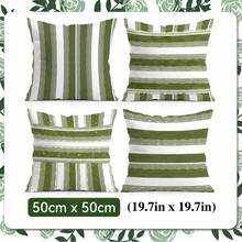 4pcs Vintage Olive Green Striped Wave Pattern Single-Sided Printed Throw Pillow Covers, Decorative Pillow Covers Suitable For Living Room Sofa Bedroom, Pillow Inserts Not Included - Multicolor - View 13