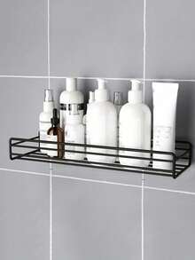 Bathroom Wall Mounted Storage Rack, Toilet Toothbrush Holder, Shower Gel Organizer, No Drilling Required - Black - View 14