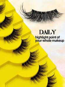 Rikuaild 10 pares de pestañas postizas de ojo de gato transparentes de media pieza, de aspecto natural, suaves y esponjosas, adecuadas para uso diario, maquillaje de fiesta, maquillaje del Día de San Valentín - Medias Pestañas Postizas - Ver 6