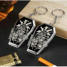 1pc God's Eye Design Ashtray, Available In Gold, Red, Yellow, Red, Gray, Blue Eye Colors, Keychain Design For Easy Carrying, Punk Coffin Shaped Ashtray - Eye Of God - View 1