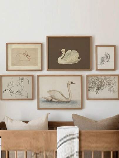 1pc Canvas Wall Art - Baby Goods Vintage Animal Theme Kids Room Decor: Green-Toned Decor Framed Nursery Wall Art Perfectly Suited For Playroom Decor Nursery Decor, Parenting Room Decor, Kindergarten Decor Boy's Room Decor Girl's Bedroom Decor Kids Room Decorative Art