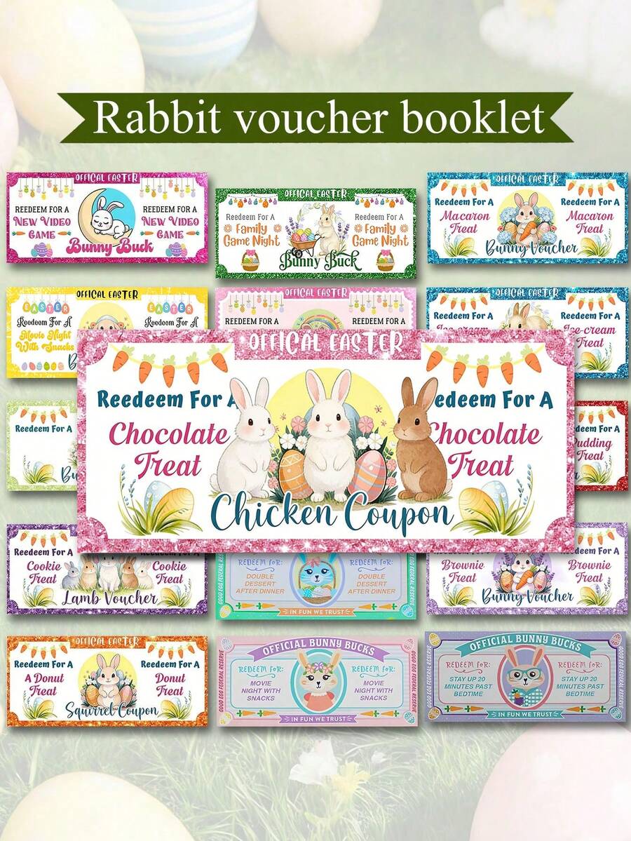 Random Style Easter Bunny Banknotes, Easter Toy Banknotes, Easter Egg Fillers, Easter Coupons, Easter Event, Bunny Banknotes, Fun Easter Basket Fillers, Easter Gifts, Easter Egg Hunt - Multicolor - View 1