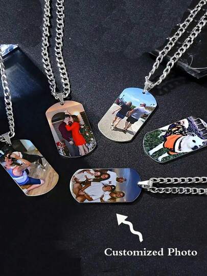 1 Personalized UV Photo Custom Necklace - Unique Design, Custom Engraved Color Photo, Stainless Steel Chain, Perfect Romantic Valentine's Day Custom Gift
