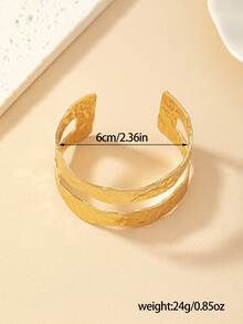 1入時尚華麗寬版金色手鐲，適合女士晚宴/派對/雞尾酒/假日穿著，節日送禮首選 - 金色寬面手鐲 - 查看 11