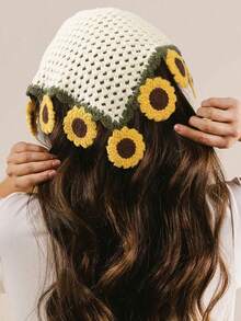 1pc Bohemian Handmade Sunflower Headband, Suitable For Women's Summer Fashion, Beach, Holiday And Music Festival Styling - Multicolor - View 6