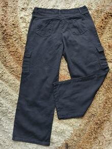 Plus Size Women's Wide Leg High Waist Cargo Jeans - 黑色 - 查看 4