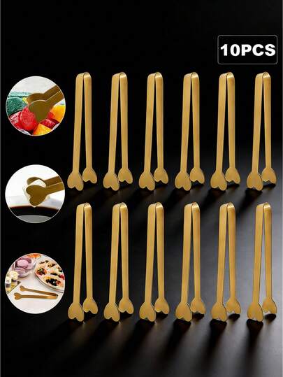 1/5/10pcs Stainless Steel Heart Shaped Sugar Tongs, Kitchen Cooking Clip, Candy Dessert Clip, Small Sugar Tongs, Luxury Golden Mini Serving Tongs,Stainless Steel Food Tongs For Household,Kitchen Appetizer Tongs,Mirror Polishing, Suitable For Desserts, Snacks, Candy, Biscuits, Cookie, Coffee, Appetizers, Fruits,Candy Bar,Home Kitchen, Restaurants,Party,Wedding,Party Dinnerware, Wedding Tableware,Easter Mother's Day Gifts
