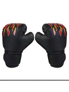 一副印有时尚火焰图案的专业拳击手套 - 彩色 - 查看 5