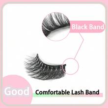 20 Pairs Cat Eye/Cartoon Style Natural Look False Eyelashes, Fluffy Faux Mink Eyelash Strips, 5-18mm - Black - View 6