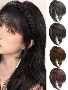 8 Inch Bangs Headband Wig, Integrated Braided Wig With Headband, Women Headband, Braided Headband, Bangs Wig - Multicolor - View 1