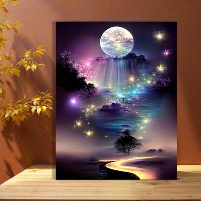 1pc Canvas Painting, Moonlit Enchanted Forest Wall Art For Home Bedroom Living Room Kids Room Farmhouse, Hotel Cafe Room Decor Canvas Wall Art Poster, Frameless,