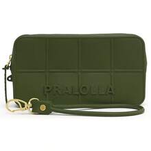 Women's Half-Moon Shoulder Bag Set (Crossbody) + Waterproof Rubberized Wallet - Verde militar - Ver 6