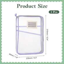 1pc Mesh Theme Storage Bag With L-Shaped Zipper - Large Capacity, Portable, Suitable For Students To Store Exam And Homework, Transparent File Bag, Exam Dedicated Bag - A - View 3