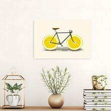 Framed Canvas Lemon Bicycle Art Print Poster - Canvas Wall Art Decor, Fantasy Themed Art Deco Modern Retro Style, Ink Medium, Indoor Hanging Decor For Living Room, Bedroom, Home Office - Zest  Wall Poster - 框架 - 查看 2