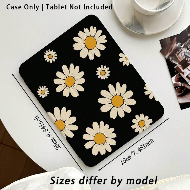 1pc 3+Y-Fold Tablet Case, Floral Pattern, Multiple Support Methods, Compatible With Huawei MatePad SE 11", MatePad 11 Inch, MatePad Pro 12.2 2024, Honor Pad X9A 2025, Honor Pad 9, Honor Pad X9 Pro 2025, Pad 6, Pad SE 11", Pad 2 Pro 12", Pad 2 11", Galaxy - White - View 2