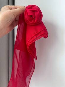 1 Peça Lenço Decorativo Longo de Chiffon de Cor Sólida de Rosa, Novo Lenço Elegante e Leve, Versátil e Amigável à Pele para Mulheres, Praia, Férias - Multicolorido - Visão 11