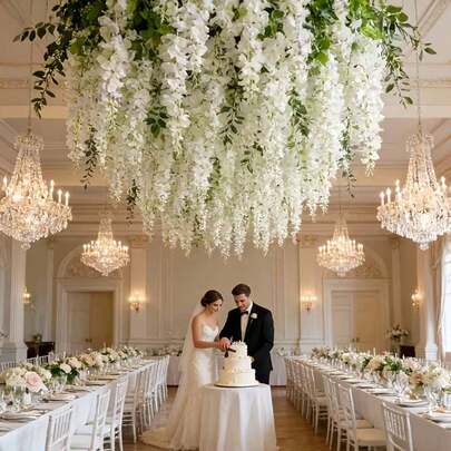 10 piezas de Flores de Glicinia Blanca Artificial, Enredadera de Glicinia Falsa Densa Colgante, Floral Artificial para Exteriores, Decoración Festiva, Decoración de Enredadera Floral, Decoración del Hogar, Decoración de Jardín Exterior, Adecuado para Decoración de Bodas, Hotel, Fiesta, Jardín