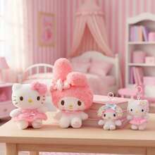 Official Licensed Sanrio Hello Kitty & My Melody Rose Bouquet Series Plush Dolls And Floral Theme Keychain Charms – Large Rose Collection Stuffed Toys (Height 24–32 Cm / 9.4–12.6 Inch) & Mini Flower Accent Plush Bag Charms (Height 11 Cm / 4.3 Inch) – Soft Cuddly Cartoon Plushies For Bedroom Decor, Travel Accessories & Collectible Gifts - 彩色 - 查看 1