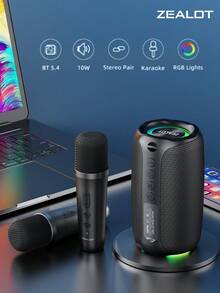 ZEALOT M2 10W Karaoke Wireless Speaker, Speaker Bluetooth, Lampu Warna-warni RGB, Kompatibel dengan Smartphone/Tablet/TV. Mendukung Input Kartu SD/USB/AUX, Fungsi Pairing, Cocok untuk Mobil, Aktivitas Luar Ruangan, Berkemah, Pesta, dan Lainnya. - Satu-Ukuran - View 14