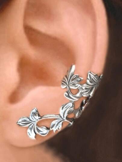 1 Pair Vintage Handcrafted Ear Cuff, Suitable For Elegant Ladies To Wear At Holiday Parties, Also An Ideal Gift For Women