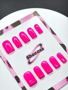 10 piezas de uñas cuadradas hechas a mano, estilo Y2K Baddie, color nude y rosa para fiestas y festivales musicales, adecuadas para mujeres y niñas, incluye herramientas, gran regalo para las uñas de las damas - Multicolor - Ver 2