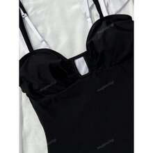 Women's One Piece Swimsuit Black White Stripes - Sexy Deep V Monokini With Detachable Cover Up Skirt; 2 Piece Swimsuit Set; Bathing Suit For Women - 多色545 - 查看 4