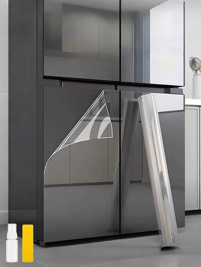 1 Roll Refrigerator Protective Film, Refrigerator Surface Renewal, Waterproof, Oil-Proof, Flame Retardant, Anti-Mold, Removable Adhesive Sticker, Suitable For Refrigerator, Desk, Tabletop, Wall, Coffee Table, Dining Table, Furniture, Marble, Stove, Kitchen Renovation, Etc.