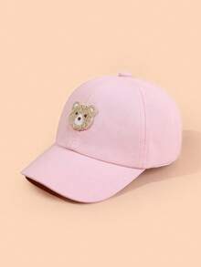 1 pieza Gorra de béisbol con protección solar y logo de oso de dibujos animados, adecuada para uso diario - 1PC - Ver 1