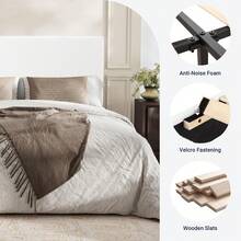 Allewie Full/Queen/King Bed Frames With Adjustable Headboard, Modern Boucle Upholstered Platform Bed With Solid Wooden Slats Support, No Box Spring Required, Easy Assembly,White - 白色 - 查看 4