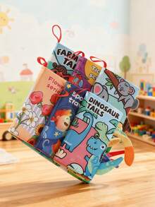 1本0-3岁婴儿布艺沙沙书，可水洗咀嚼玩具，早教4页布书，蒙特梭利婴儿玩具，婴儿手册，派对礼物，生日礼物，新生儿派对礼物，儿童节礼物 - 彩色 - 查看 7