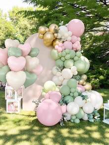 12 Stücke 45cm große rosa, grüne, cremefarbene Herz-Folienballons, geeignet für Wildblumen-Themen Babyparty, Geburtstag, Hochzeit, Verlobungsfeier Dekoration - Verschiedenfarbig - Übersicht 7