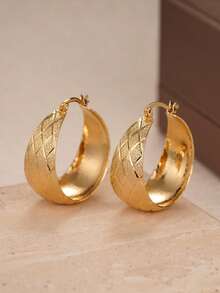 1 Pair Fashion Hoop Earrings For Women For Party Engagement Anniversary Jewelry Valentine's Day Gift - 1# - View 3