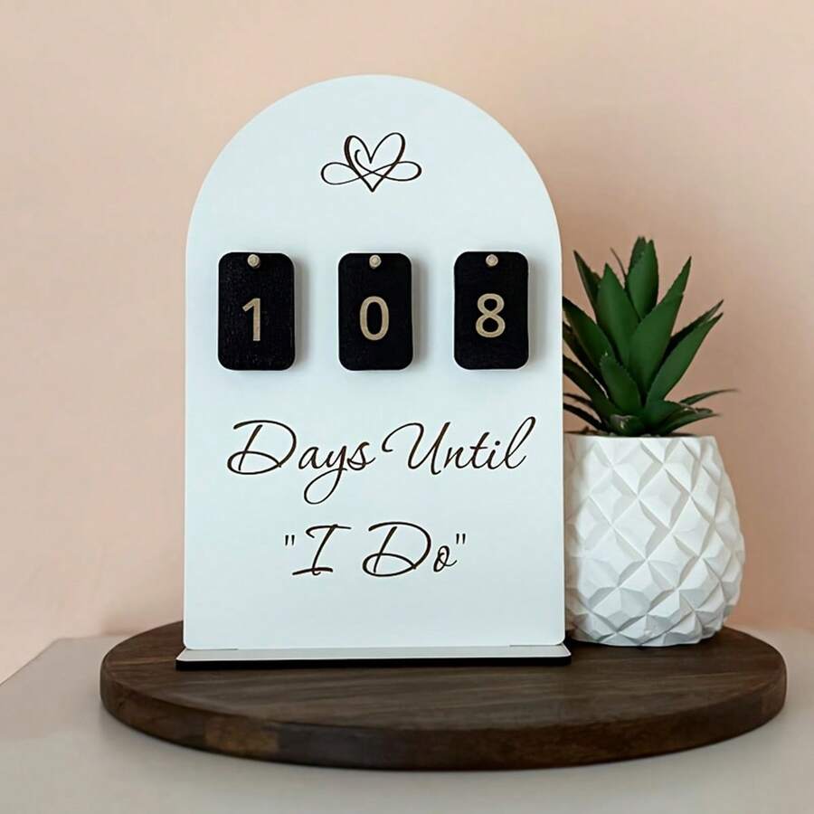 1pc "Our Wedding Countdown" Decoration, Wedding Decor, Bridal Gift, Wedding Planning Countdown - Style 1 - View 1
