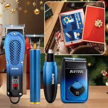 BLUTOOL Take Care Of Everything!4PCS Men'S Electric Hairdresser Set, Electric Hair Clipper + Electric Shaver + Electric Nose Hair Trimmer + Fine Trimmer. Haircut, Shave, Sculpt. Household Car Travel Carry Use Perfect Gift For Dad, Husband, Boyfriend (Father's Day/Birthday) - Royal Blue - View 6