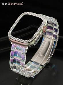 1 Bộ Dây đeo đồng hồ bằng nhựa và acrylic nhiều màu sắc + Vỏ đồng hồ rỗng, Phù hợp với 38/40/41/42/44/45/S11/10-42/S46mm | Dây đeo mỏng trong suốt, thiết kế nhẹ, phù hợp với Ultra/3/2/1/S11/10/9/8/7/6/5/4/3/2/1 Series | Phụ kiện đồng hồ thông minh, Dây đeo thể thao mùa xuân/hè, Dây đeo + Vỏ - Trong sáng - Xem 10