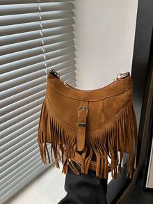Large-Capacity Tassel Design, Featuring A Classic Retro Style, Versatile Women's Bag Suitable For All Occasions. 2026 New Model Crossbody Bag. - Brown - View 2
