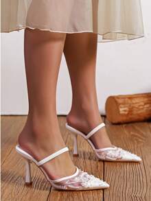 New Fashionable Versatile Stiletto High Heel Sandals For Party Time - White - View 1