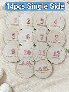 Bộ 7/14 thẻ gỗ hai mặt ghi dấu mốc phát triển hàng tháng cho trẻ sơ sinh, kỷ niệm thông báo sinh nhật trẻ sơ sinh bằng gỗ, đây là một tấm bảng kỷ niệm bằng gỗ dùng để ghi lại thông tin sinh nhật của trẻ sơ sinh, thích hợp cho lễ rửa tội, cảnh kỷ niệm gia đình, trang trí và kỷ niệm. - Nhiều màu - Xem 26
