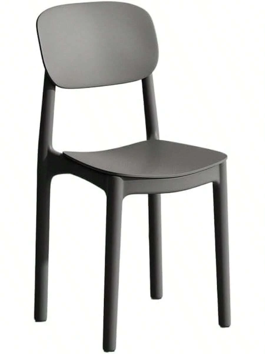 Silla de Comedor Moderna con Respaldo Cuadrado, Apilable, de Plástico Premium, Sillas de Comedor Apilables de Plástico Moldeado Contemporáneo (Resistencia Reforzada de 400 kg, Gris) - Naranja - Ver 1