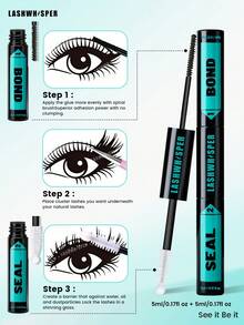 DIY睫毛嫁接套装 - D型卷翘浓密卡通风格假睫毛，包含胶水、卸妆液、镊子、刷子 - 可重复使用的假睫毛 - 彩色 - 查看 10