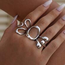 3 pièces/1 pièce Bague ouverte, bague en acier inoxydable plaqué or 18 carats, bague de tempérament de mode haut de gamme pour femmes, bague en acier inoxydable 304, bijou personnalisé de style simple et haut de gamme, cadeau de fête/design polyvalent pour assortiment quotidien, convient pour les petites amies et les épouses, convient pour les rassemblements quotidiens et les fêtes - Multicolore - Voir 5
