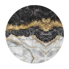 Marble Round Fitted Tablecloth With Elastic Edged, Circle Tablecover Waterproof  Household Table Cover For Outdoor Indoor Patio Kitchen,Home Kitchen Dining Camping Table Decor 40~50 In - Marble Gold Leaf - 查看 2