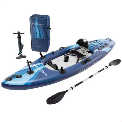 Intex Kayak hinchable 1 plaza Dakota Quest de 320x89x20 cm, máx. 160 kg, con remo ajustable, bomba de hinchado manual, quilla extraíble, base antideslizante, mochila transporte, soporte para móvil ✅ Entrega 24/48h a España (península)