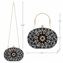 SH Clutch Purses For Women Formal Rhinestone Evening Bag Sparkly Handbags Wedding Party Cocktail Prom - Embrague negro - Ver 7